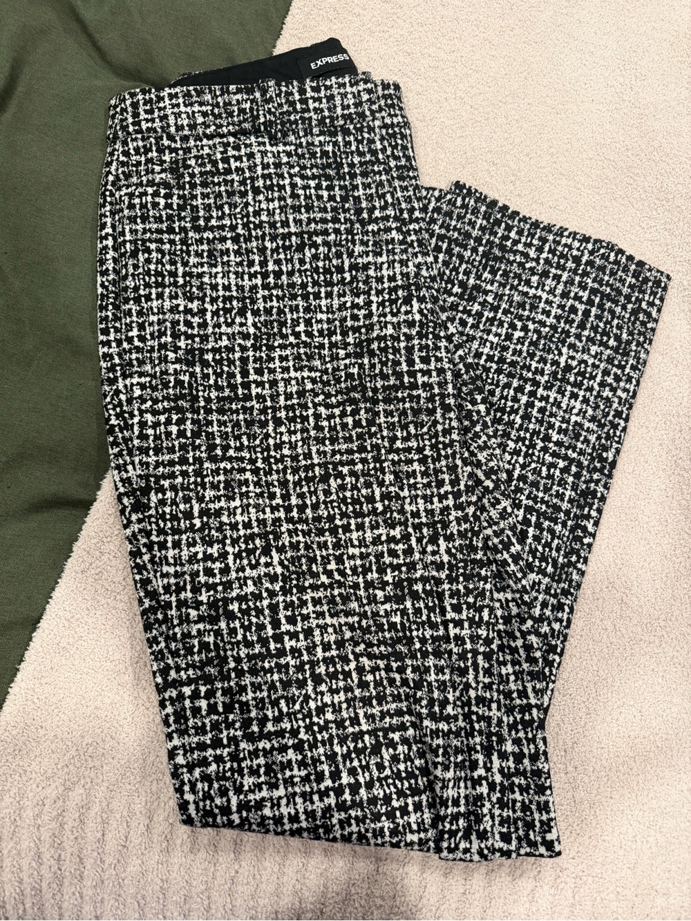Express Black & White Straight-Leg Pants